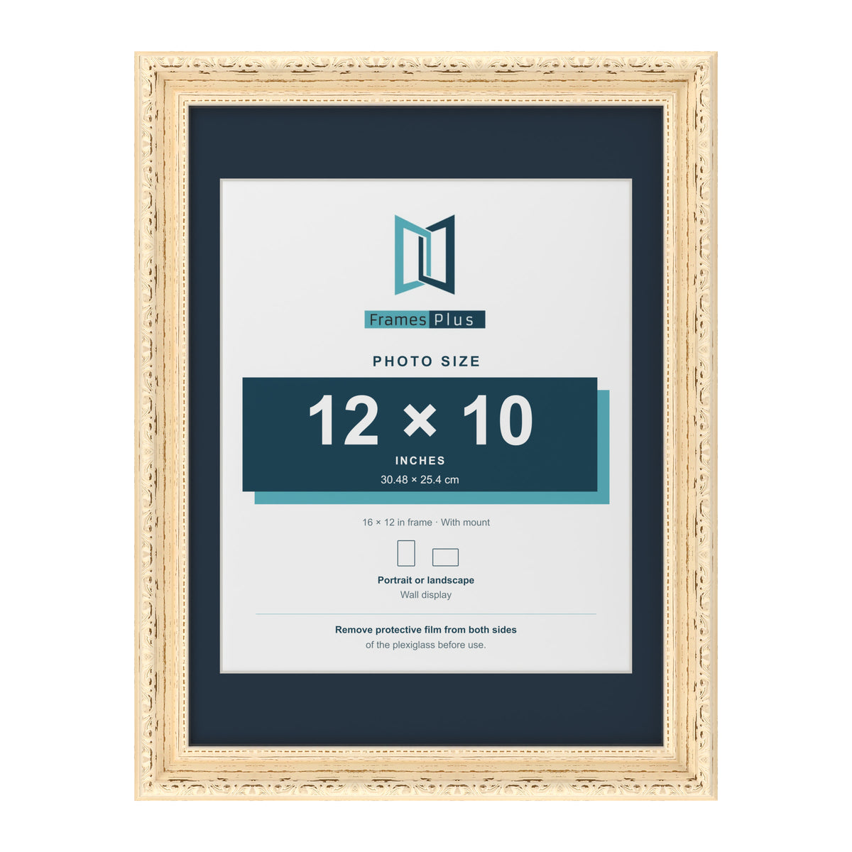 Louis Range Cream Picture, Photo & Poster Frame with Pacific Blue Mount - 16x12" Frame for 12x10" Photo, Cream