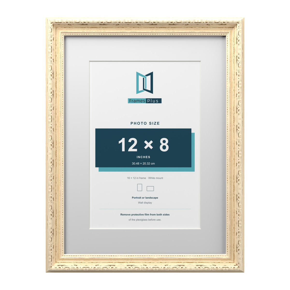 Louis Range Cream Picture, Photo & Poster Frame with White Mount - 16x12" Frame for 12x8" Photo, Cream