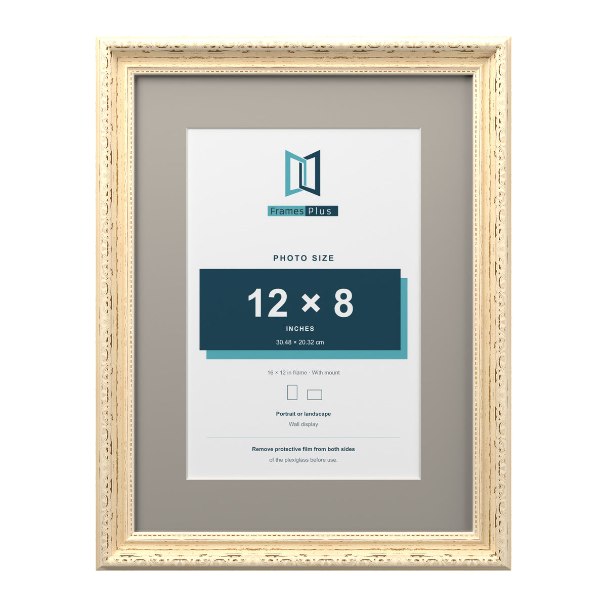 Louis Range Cream Picture, Photo & Poster Frame with Dawn Grey Mount - 16x12" Frame for 12x8" Photo, Cream