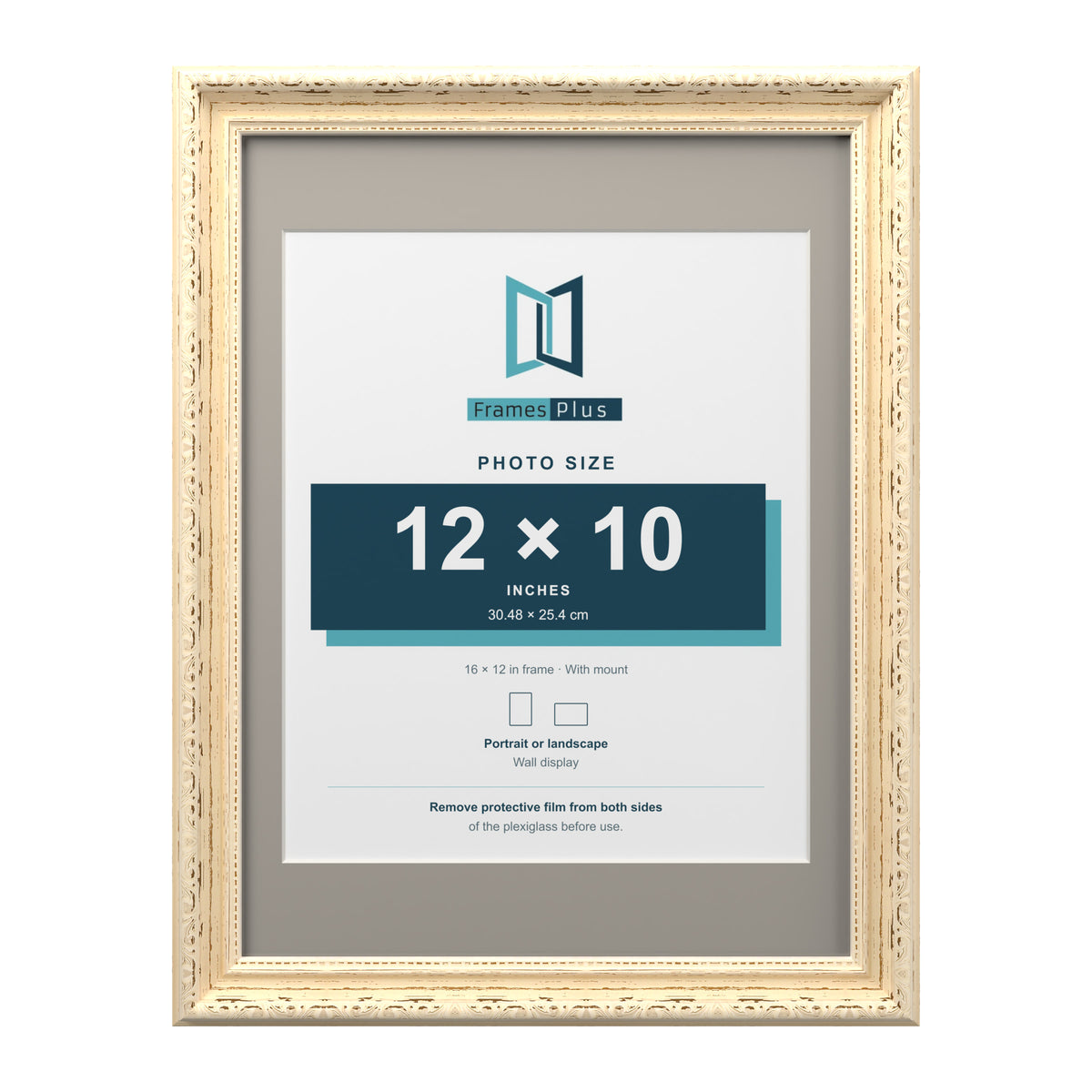 Louis Range Cream Picture, Photo & Poster Frame with Dawn Grey Mount - 16x12" Frame for 12x10" Photo, Cream