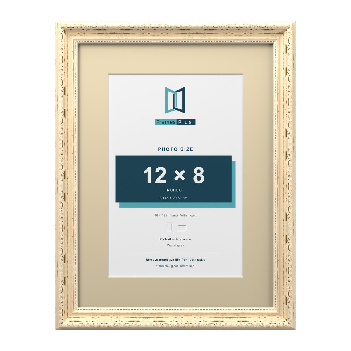 Louis Range Cream Picture, Photo & Poster Frame with Ivory Mount - 16x12" Frame for 12x8" Photo, Cream