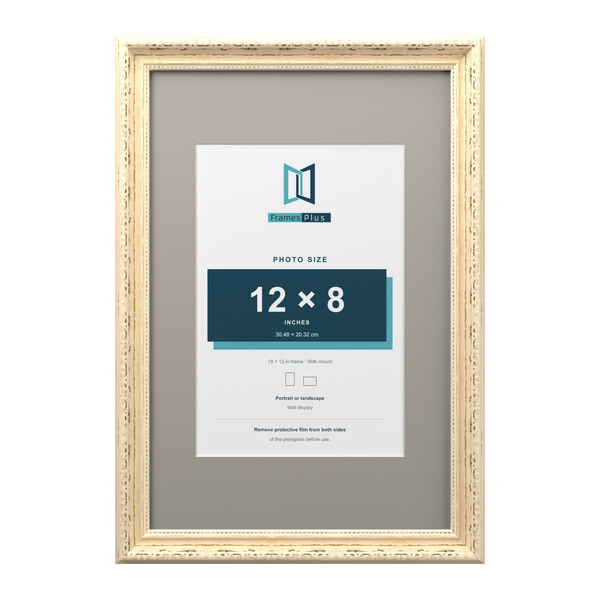 Louis Range Cream Picture, Photo & Poster Frame with Dawn Grey Mount - 18x12" Frame for 12x8" Photo, Cream