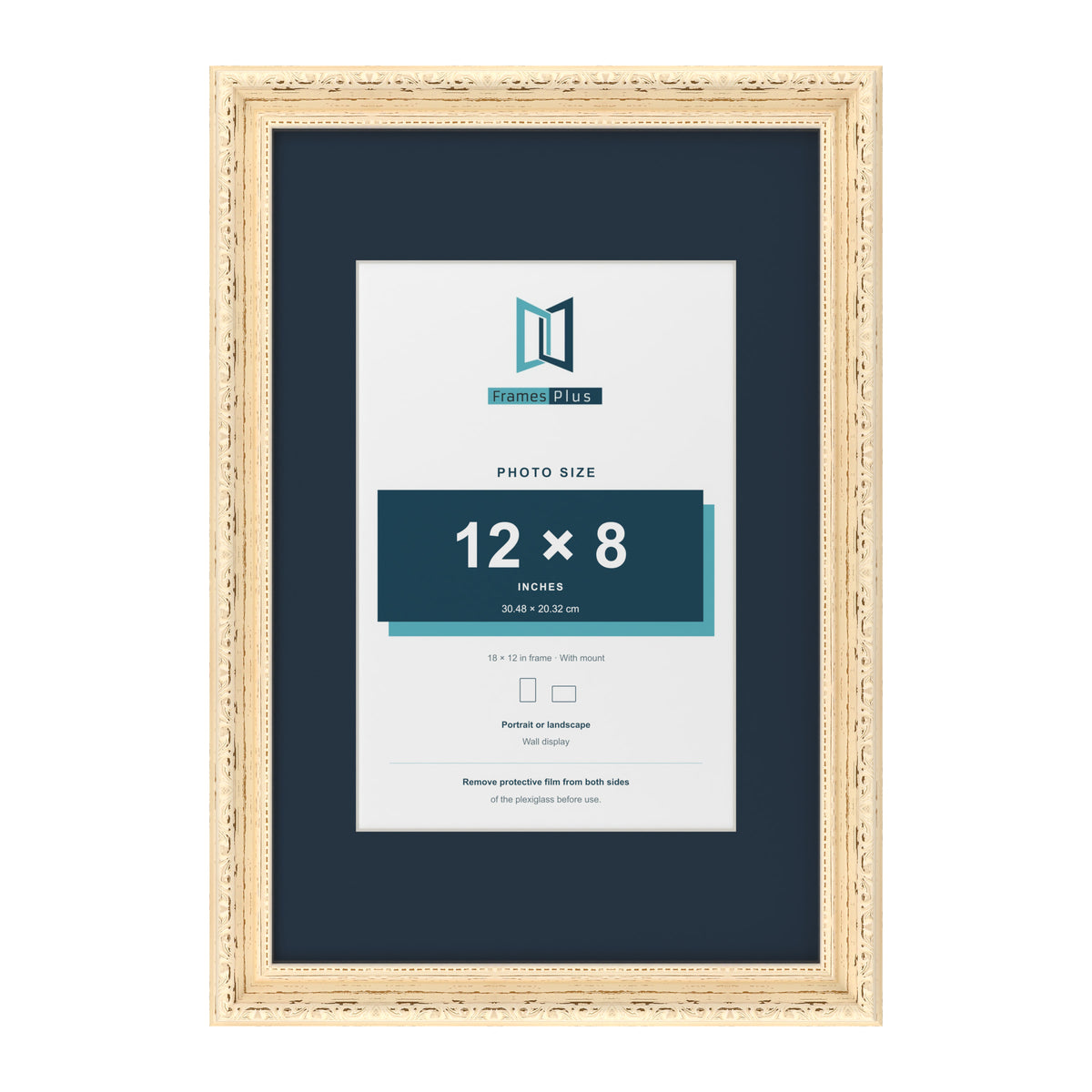 Louis Range Cream Picture, Photo & Poster Frame with Pacific Blue Mount - 18x12" Frame for 12x8" Photo, Cream