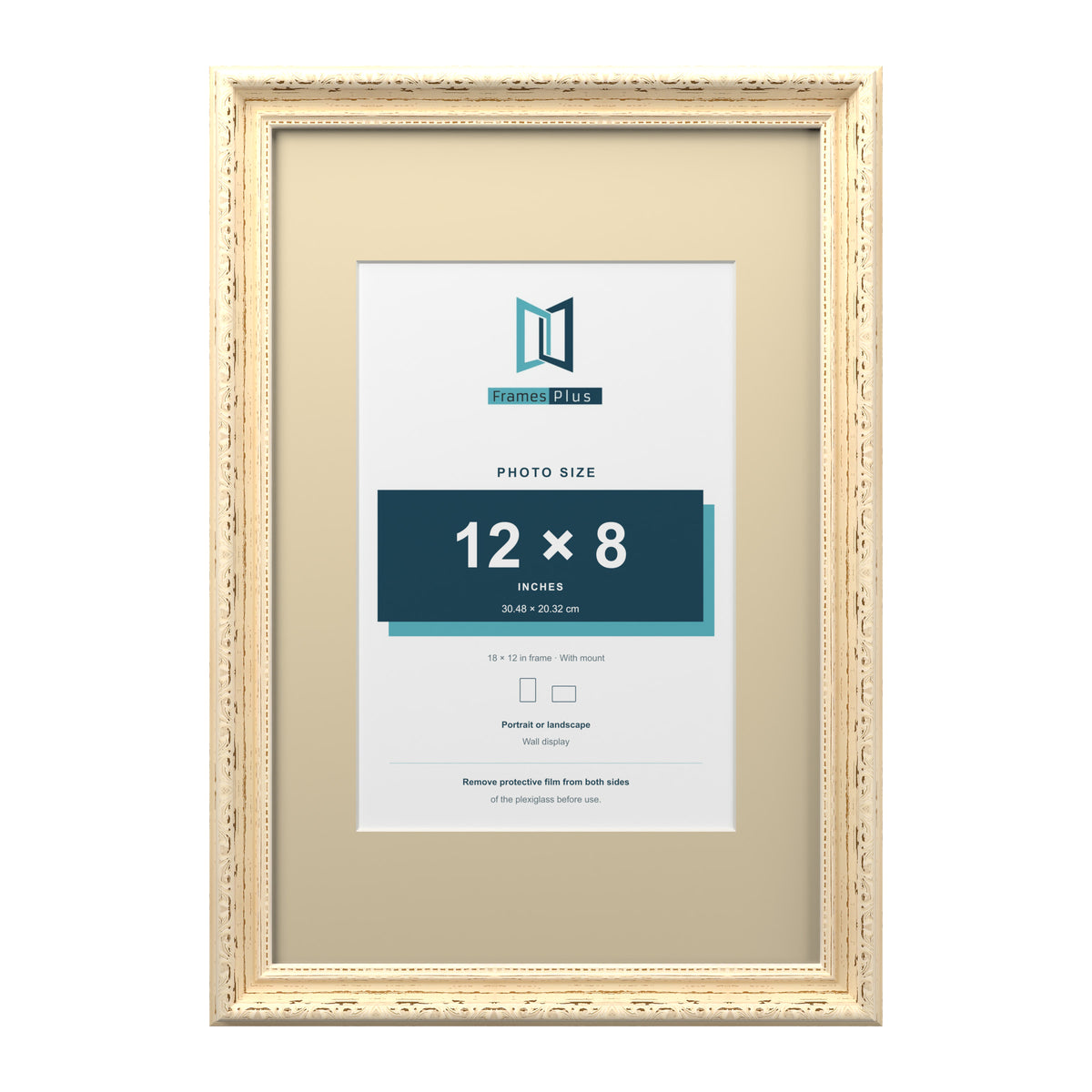 Louis Range Cream Picture, Photo & Poster Frame with Ivory Mount - 18x12" Frame for 12x8" Photo, Cream