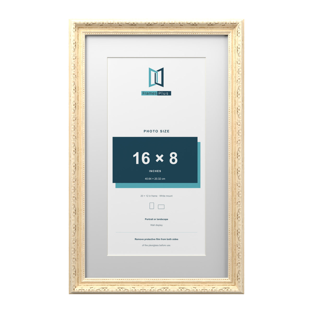 Louis Range Cream Picture, Photo & Poster Frame with White Mount - 20x12" Frame for 16x8" Photo, Cream