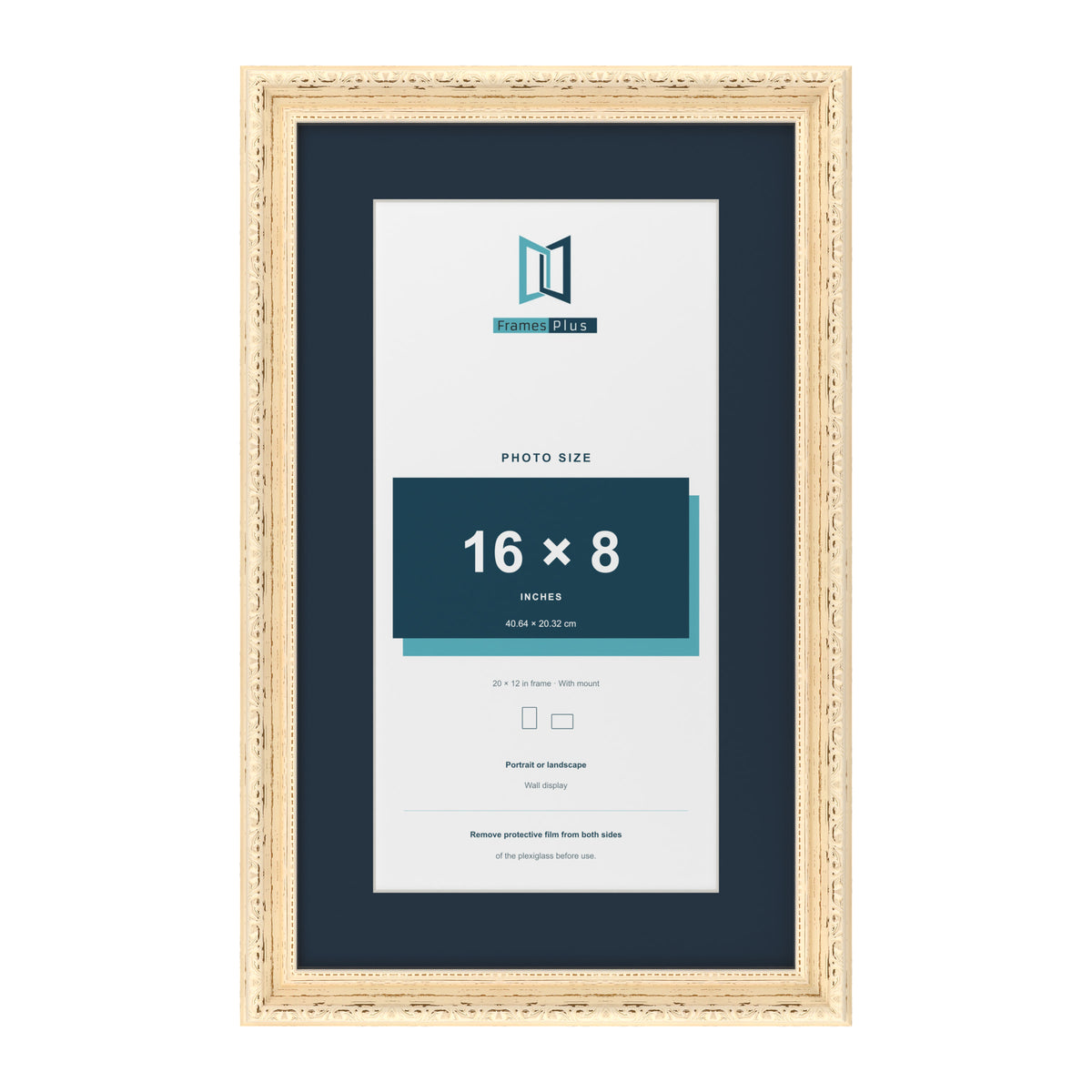 Louis Range Cream Picture, Photo & Poster Frame with Pacific Blue Mount - 20x12" Frame for 16x8" Photo, Cream