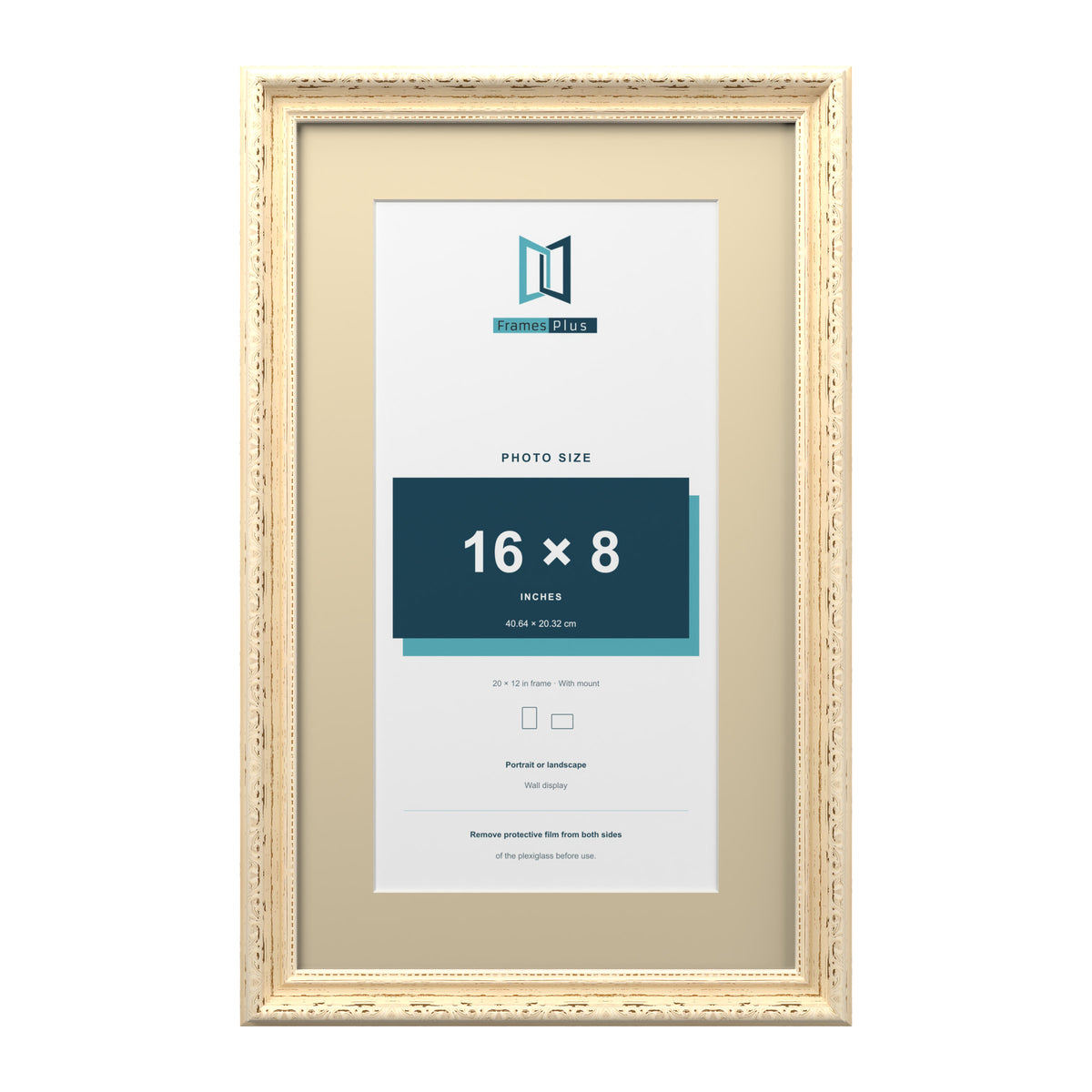Louis Range Cream Picture, Photo & Poster Frame with Ivory Mount - 20x12" Frame for 16x8" Photo, Cream