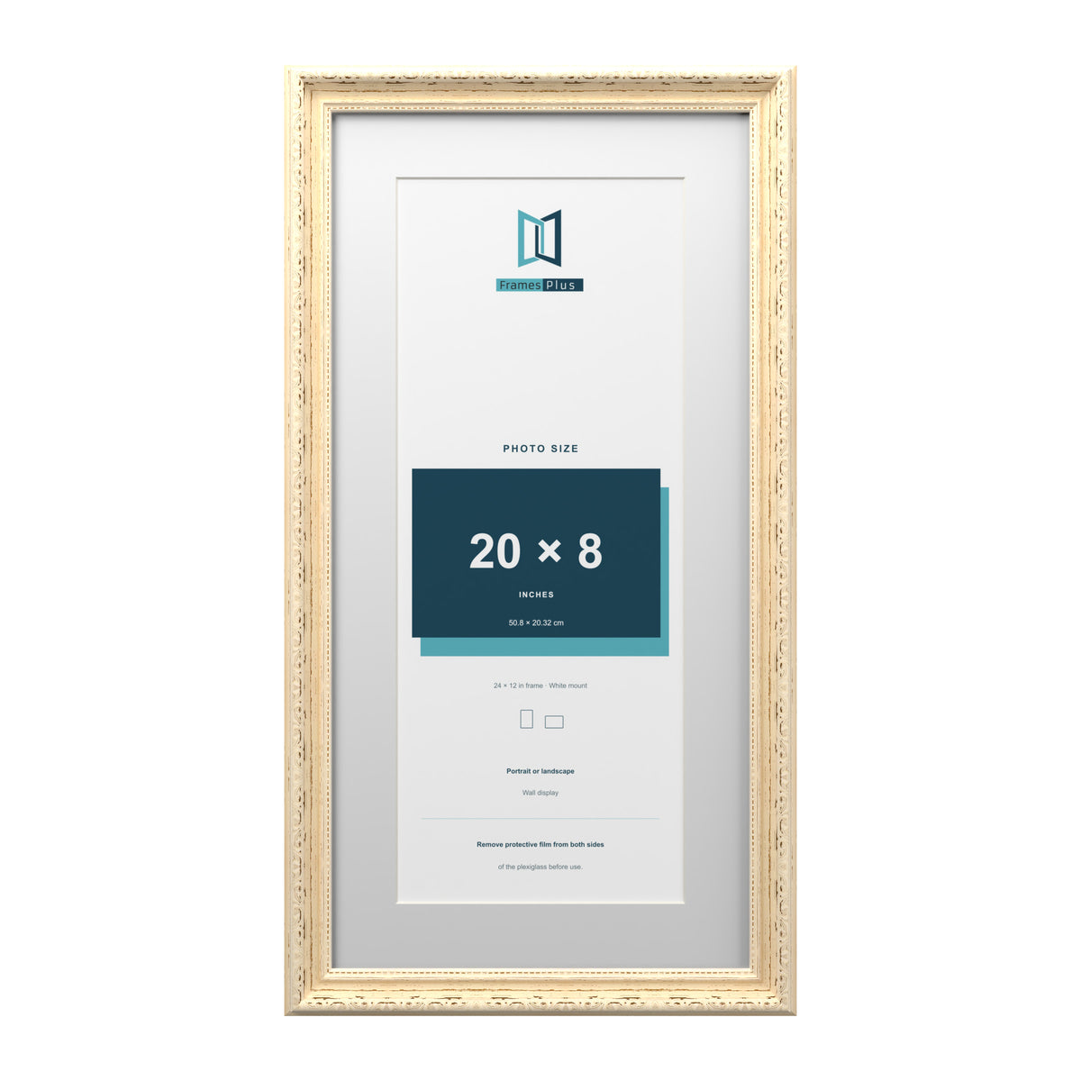 Louis Range Cream Picture, Photo & Poster Frame with White Mount - 24x12" Frame for 20x8" Photo, Cream