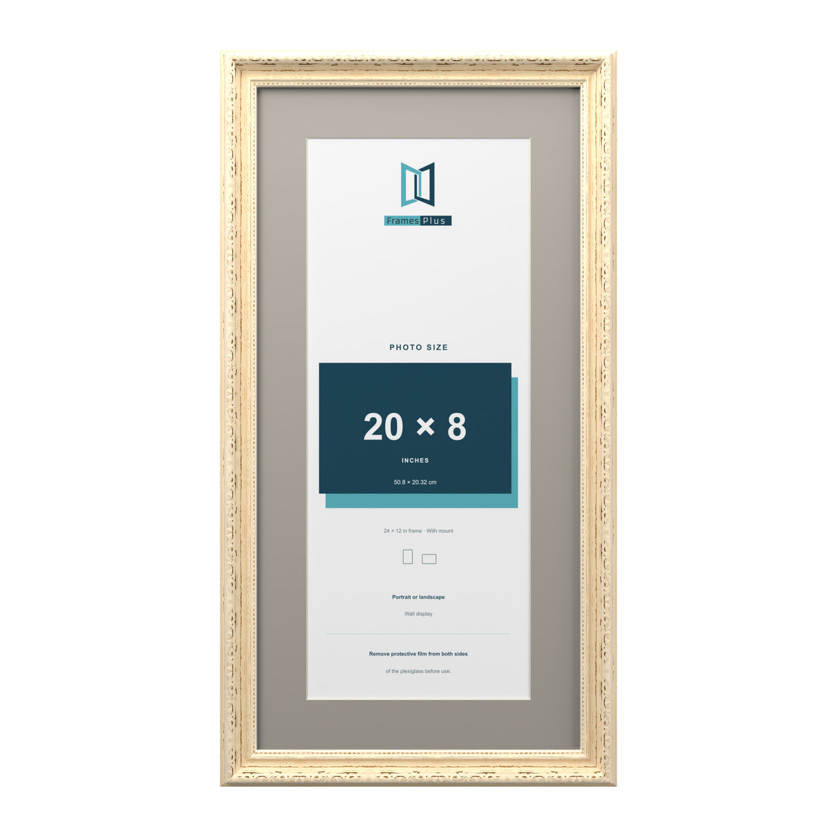 Louis Range Cream Picture, Photo & Poster Frame with Dawn Grey Mount - 24x12" Frame for 20x8" Photo, Cream