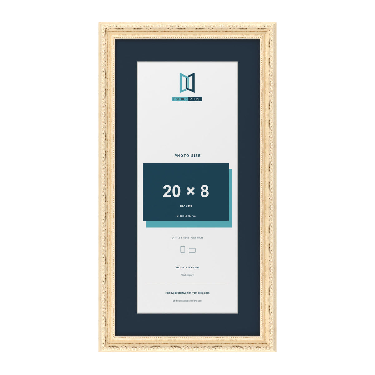 Louis Range Cream Picture, Photo & Poster Frame with Pacific Blue Mount - 24x12" Frame for 20x8" Photo, Cream