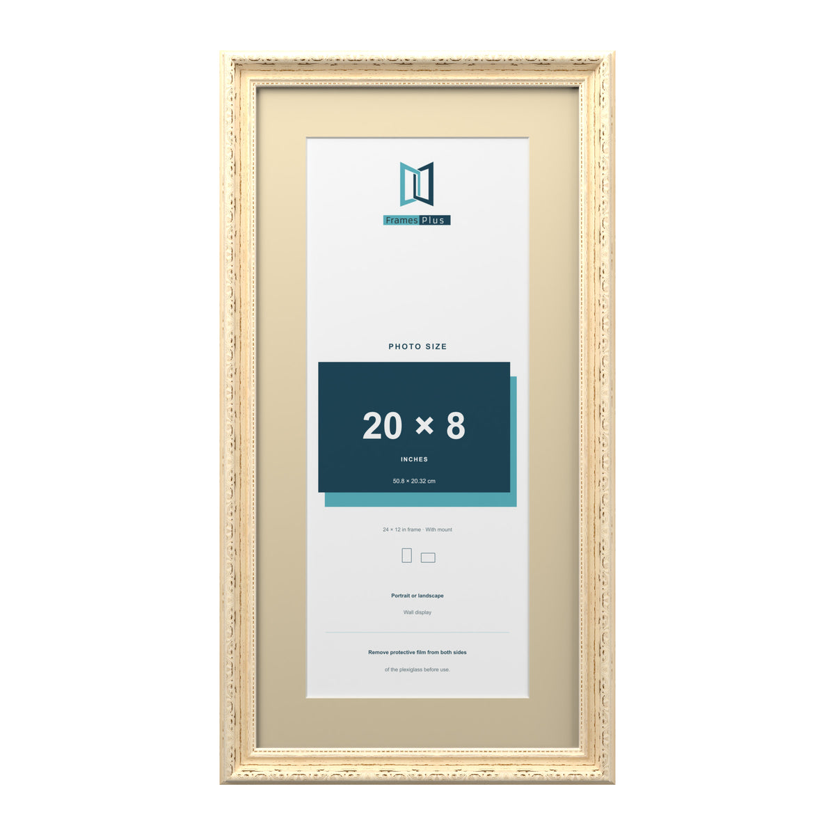 Louis Range Cream Picture, Photo & Poster Frame with Ivory Mount - 24x12" Frame for 20x8" Photo, Cream