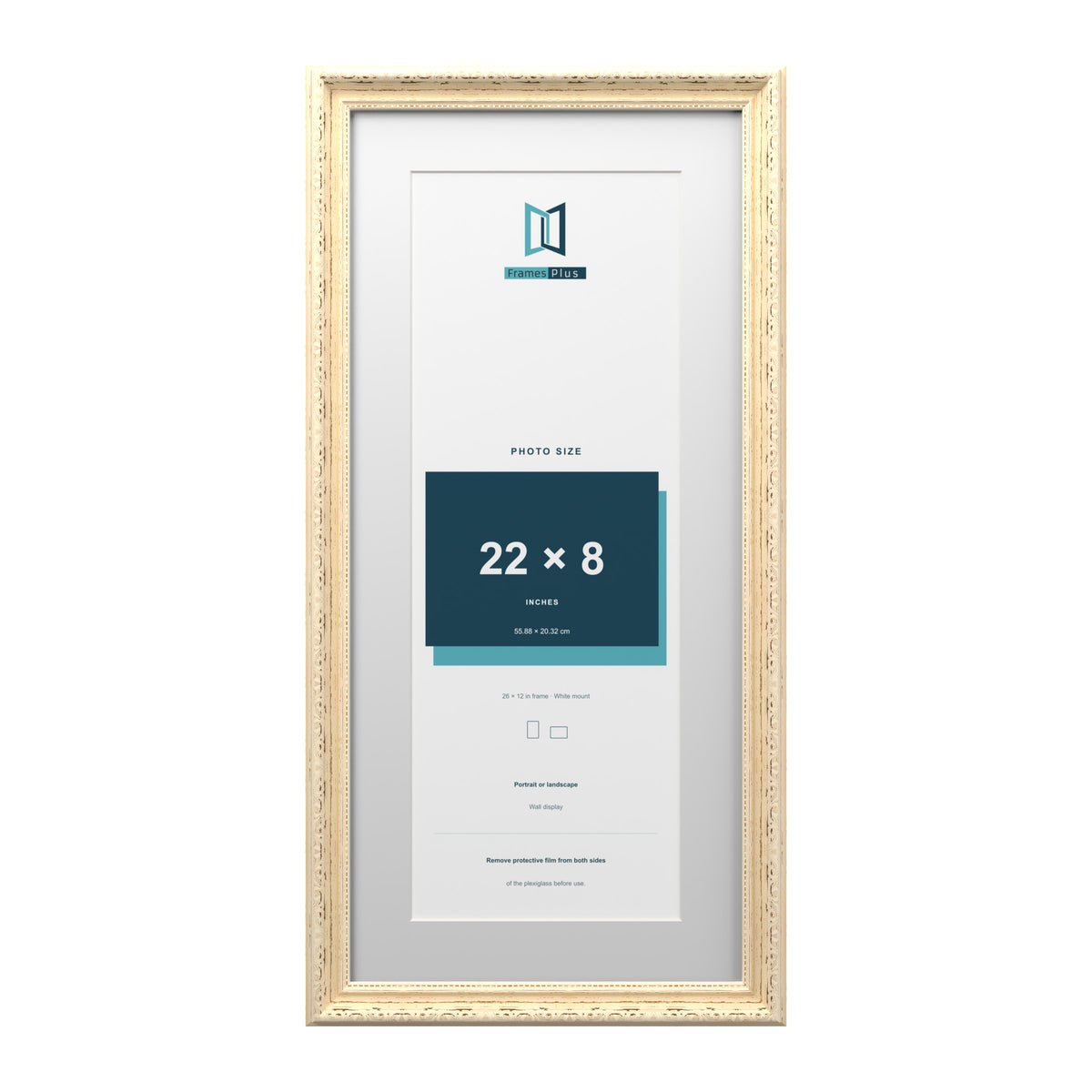 Louis Range Cream Picture, Photo & Poster Frame with White Mount - 26x12" Frame for 22x8" Photo, Cream
