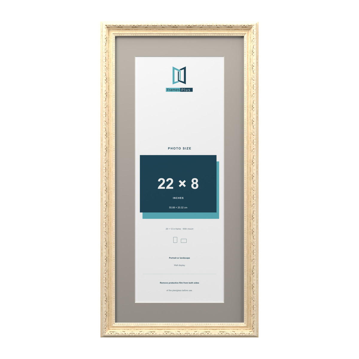Louis Range Cream Picture, Photo & Poster Frame with Dawn Grey Mount - 26x12" Frame for 22x8" Photo, Cream