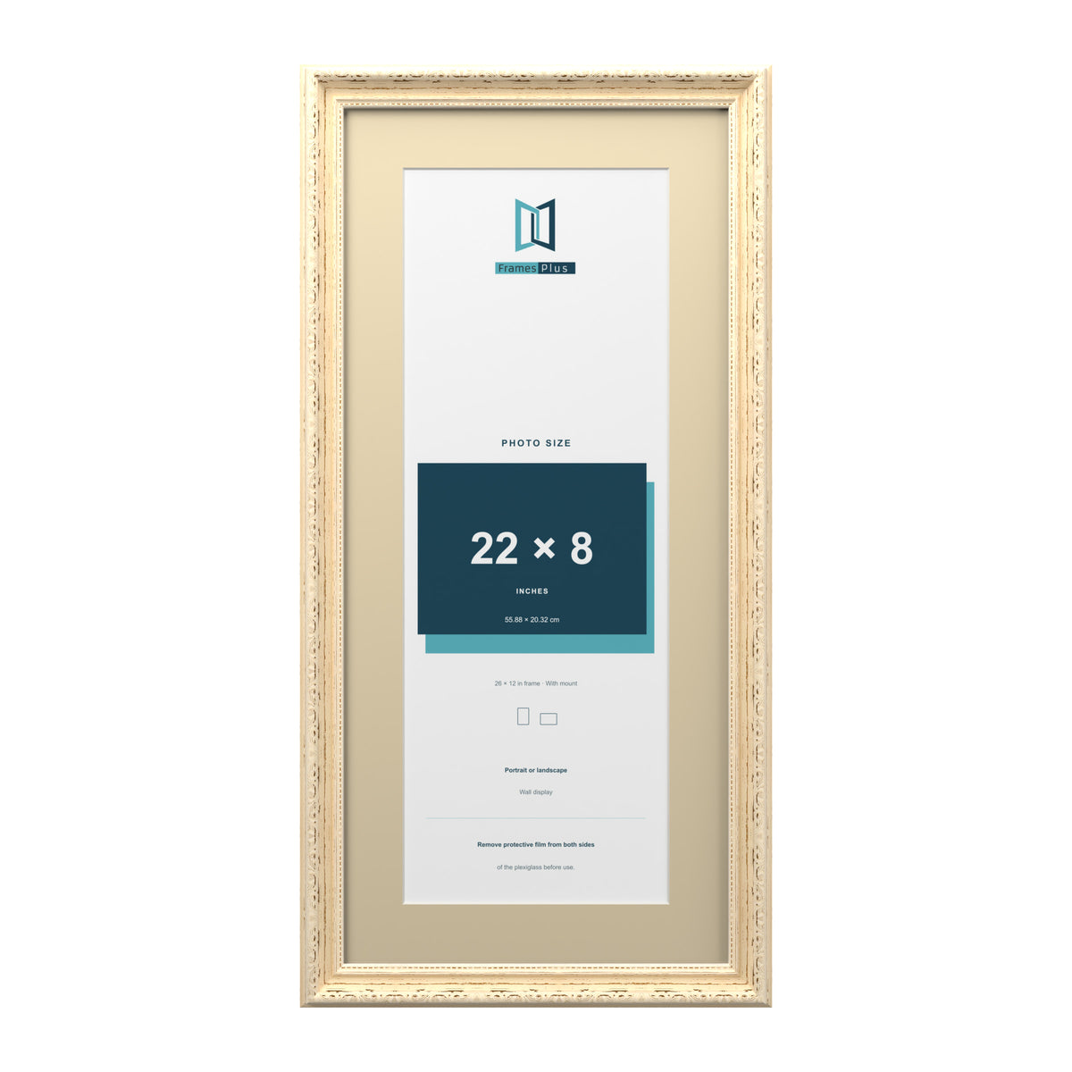 Louis Range Cream Picture, Photo & Poster Frame with Ivory Mount - 26x12" Frame for 22x8" Photo, Cream