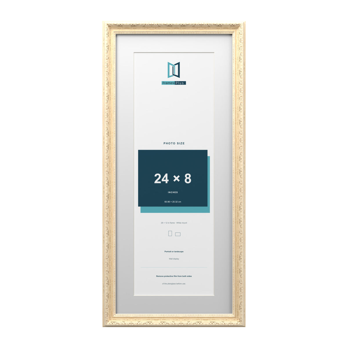 Louis Range Cream Picture, Photo & Poster Frame with White Mount - 28x12" Frame for 24x8" Photo, Cream