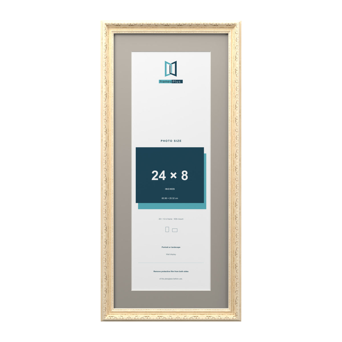 Louis Range Cream Picture, Photo & Poster Frame with Dawn Grey Mount - 28x12" Frame for 24x8" Photo, Cream
