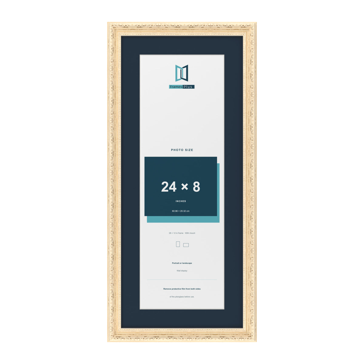 Louis Range Cream Picture, Photo & Poster Frame with Pacific Blue Mount - 28x12" Frame for 24x8" Photo, Cream