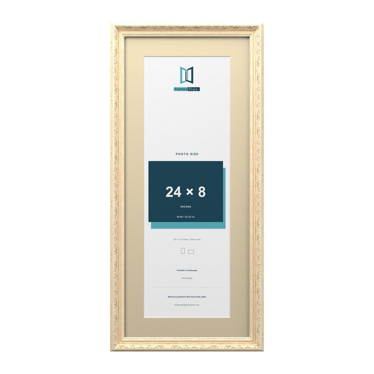 Louis Range Cream Picture, Photo & Poster Frame with Ivory Mount - 28x12" Frame for 24x8" Photo, Cream