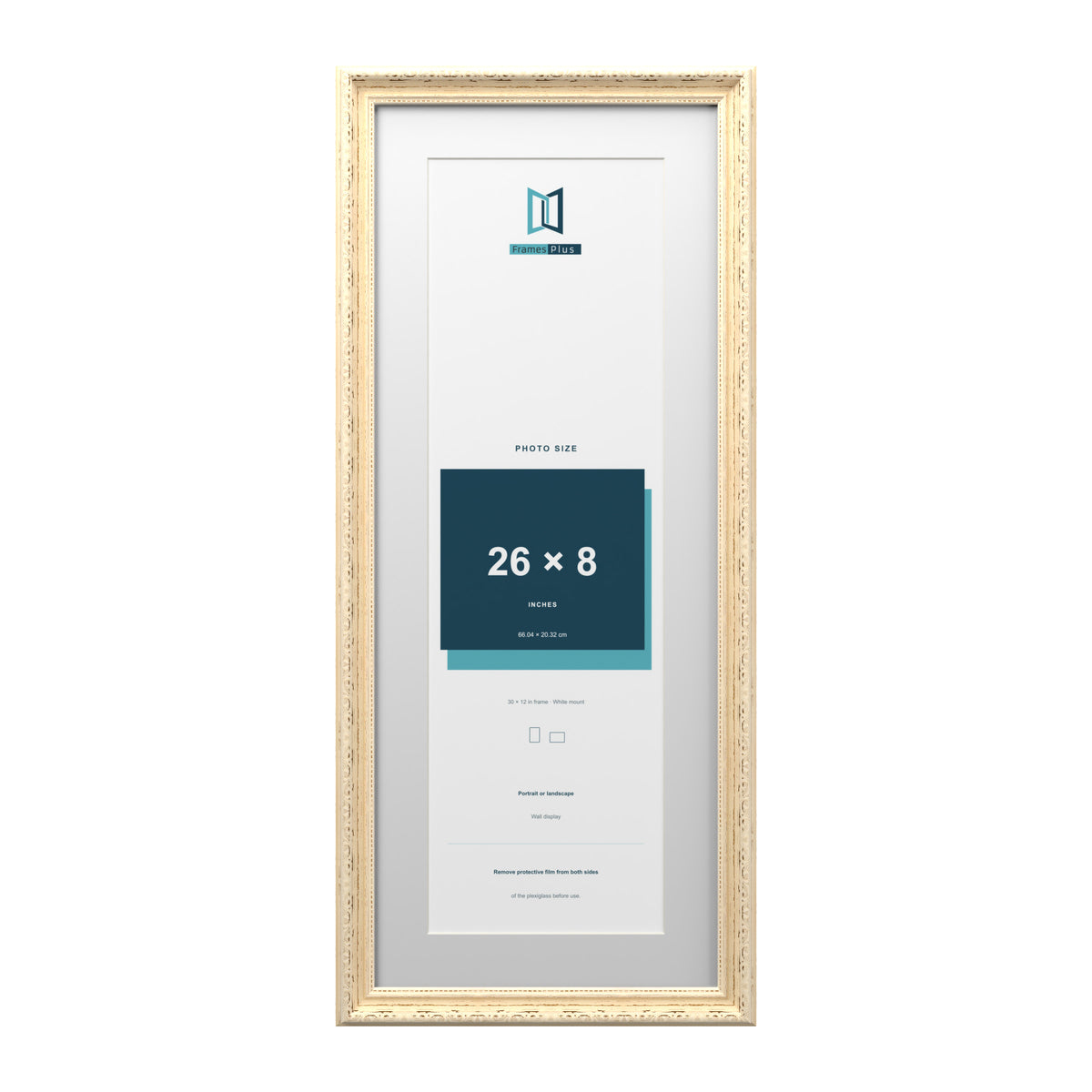 Louis Range Cream Picture, Photo & Poster Frame with White Mount - 30x12" Frame for 26x8" Photo, Cream