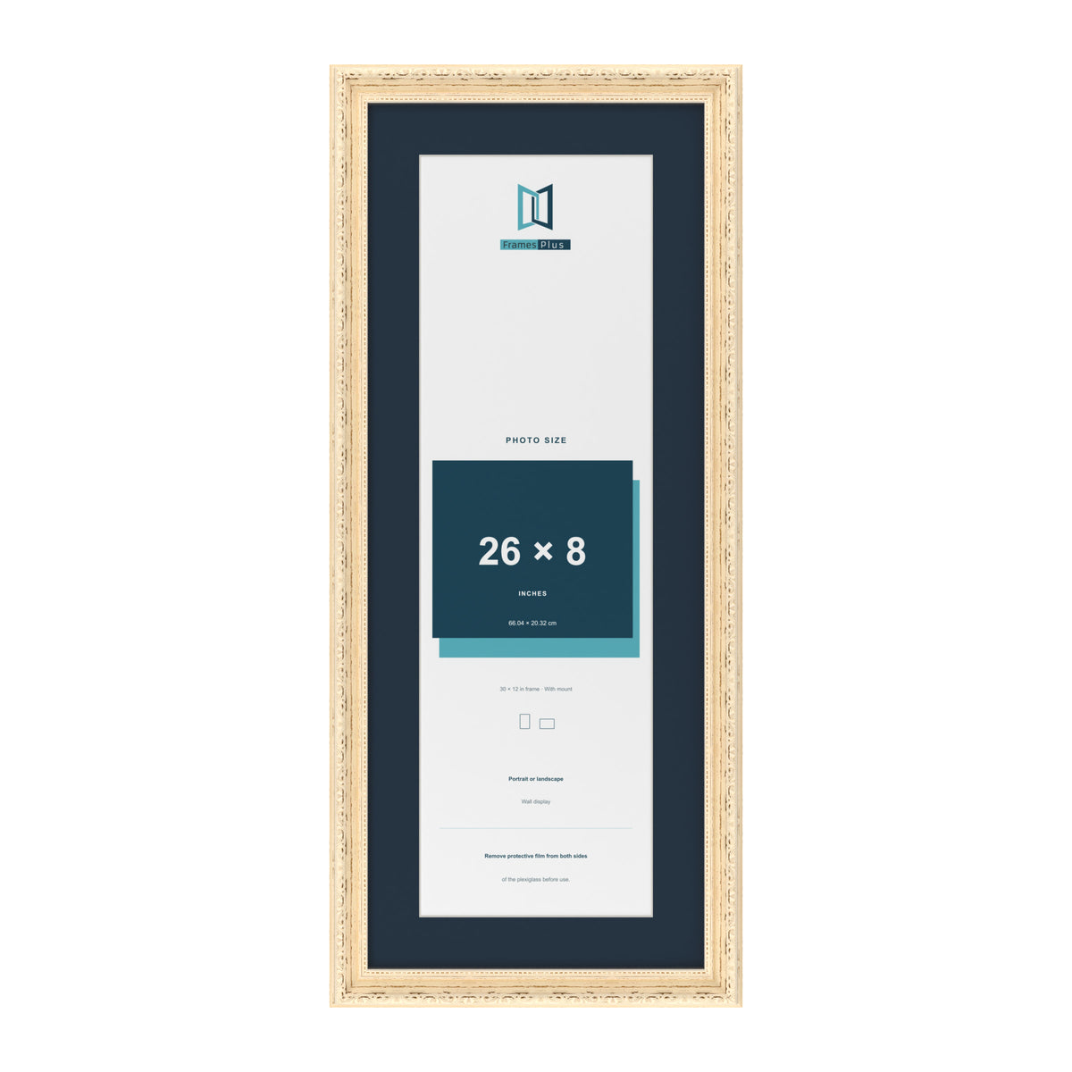 Louis Range Cream Picture, Photo & Poster Frame with Pacific Blue Mount - 30x12" Frame for 26x8" Photo, Cream