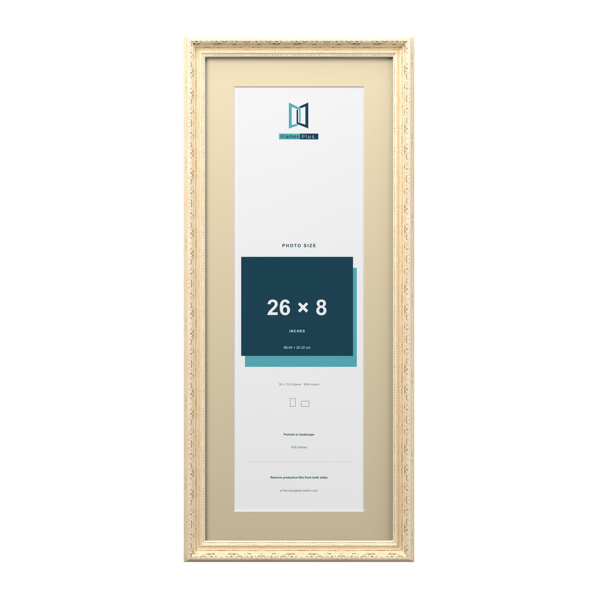 Louis Range Cream Picture, Photo & Poster Frame with Ivory Mount - 30x12" Frame for 26x8" Photo, Cream