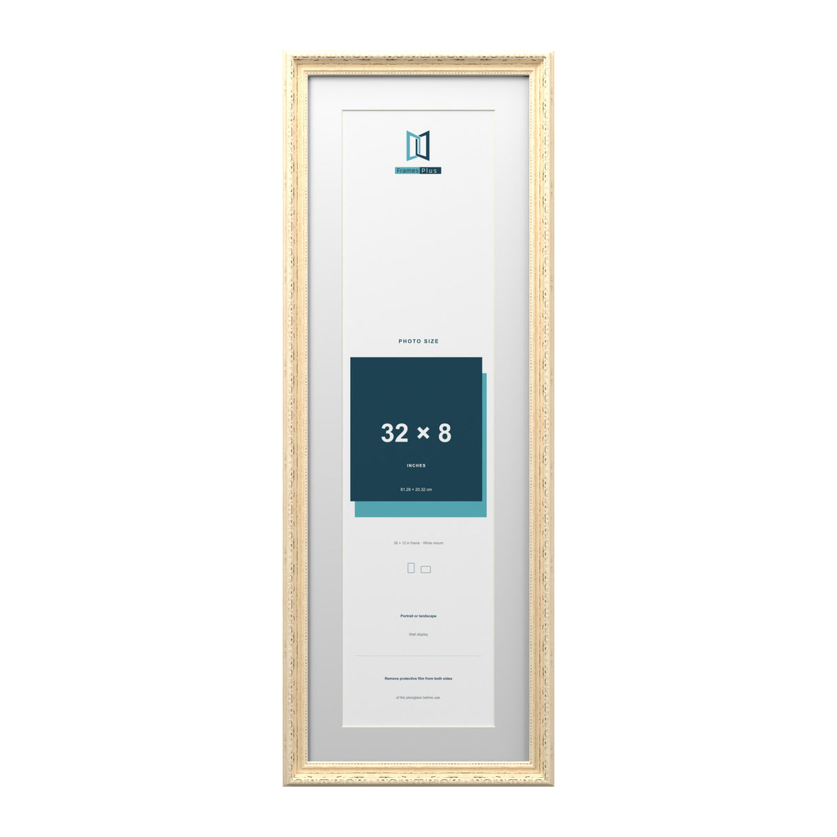 Louis Range Cream Picture, Photo & Poster Frame with White Mount - 36x12" Frame for 32x8" Photo, Cream