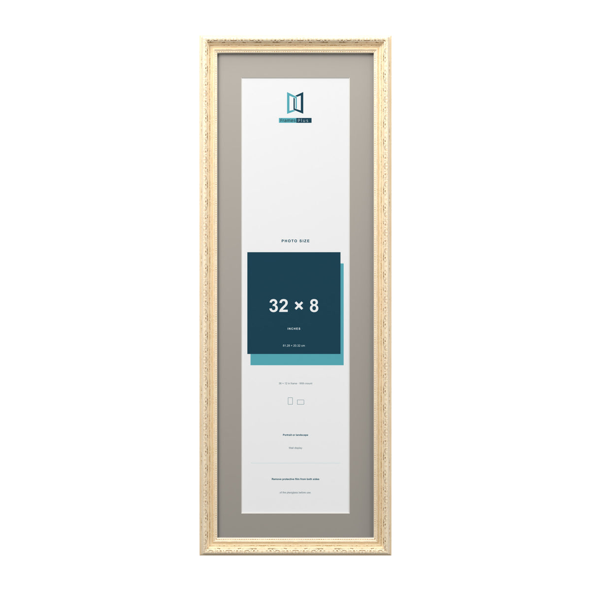 Louis Range Cream Picture, Photo & Poster Frame with Dawn Grey Mount - 36x12" Frame for 32x8" Photo, Cream