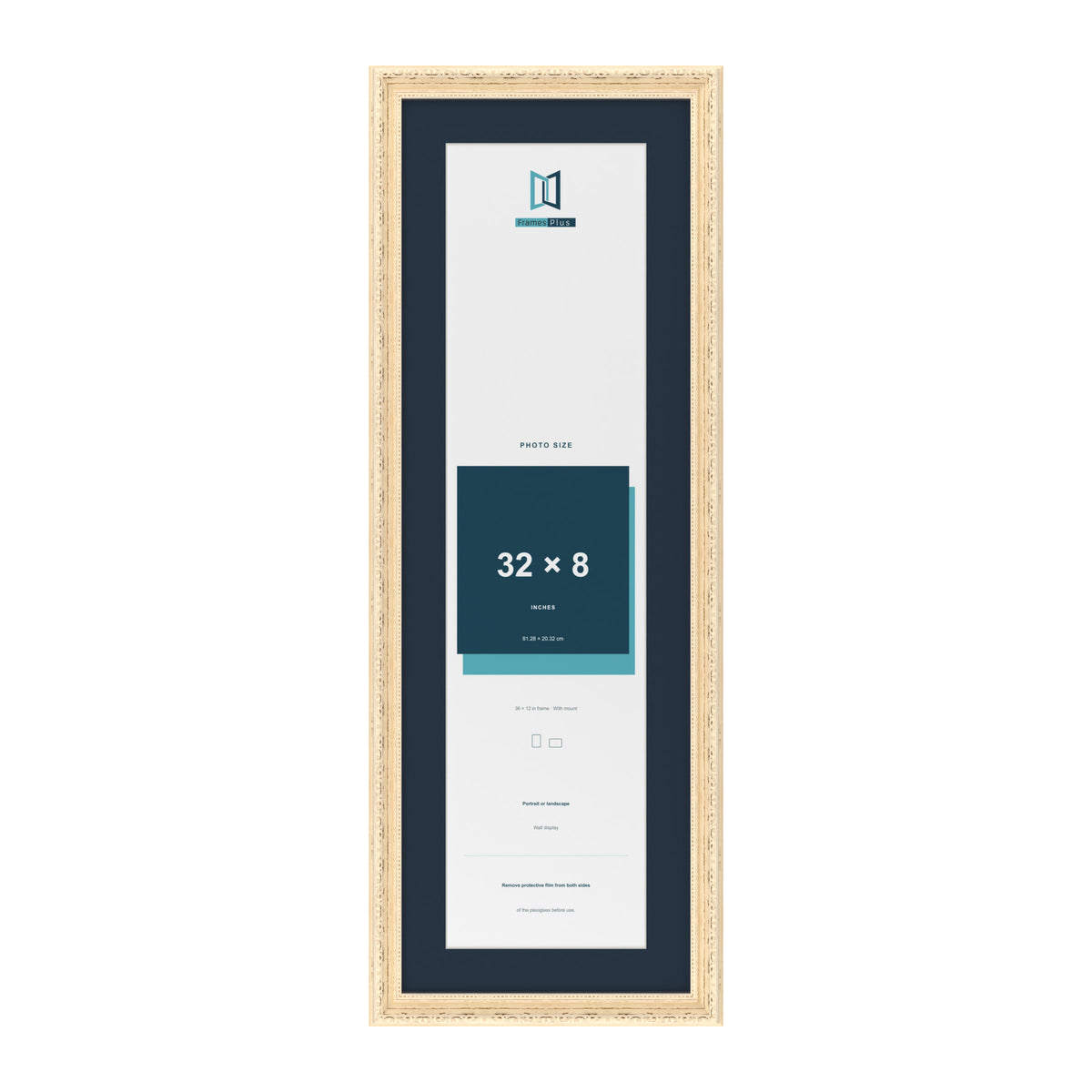 Louis Range Cream Picture, Photo & Poster Frame with Pacific Blue Mount - 36x12" Frame for 32x8" Photo, Cream