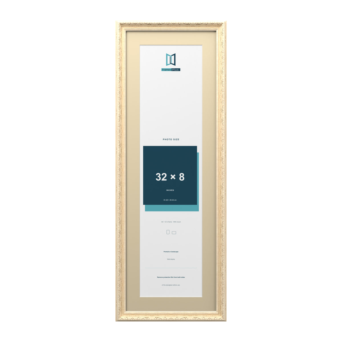 Louis Range Cream Picture, Photo & Poster Frame with Ivory Mount - 36x12" Frame for 32x8" Photo, Cream