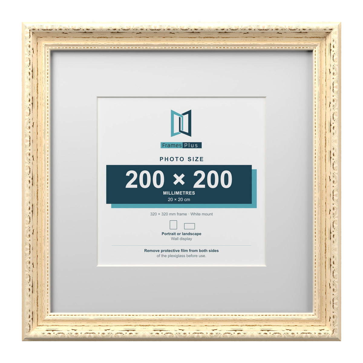 Louis Range Cream Picture, Photo & Poster Frame with White Mount - 32x32cm Frame for 20x20cm Photo, Cream