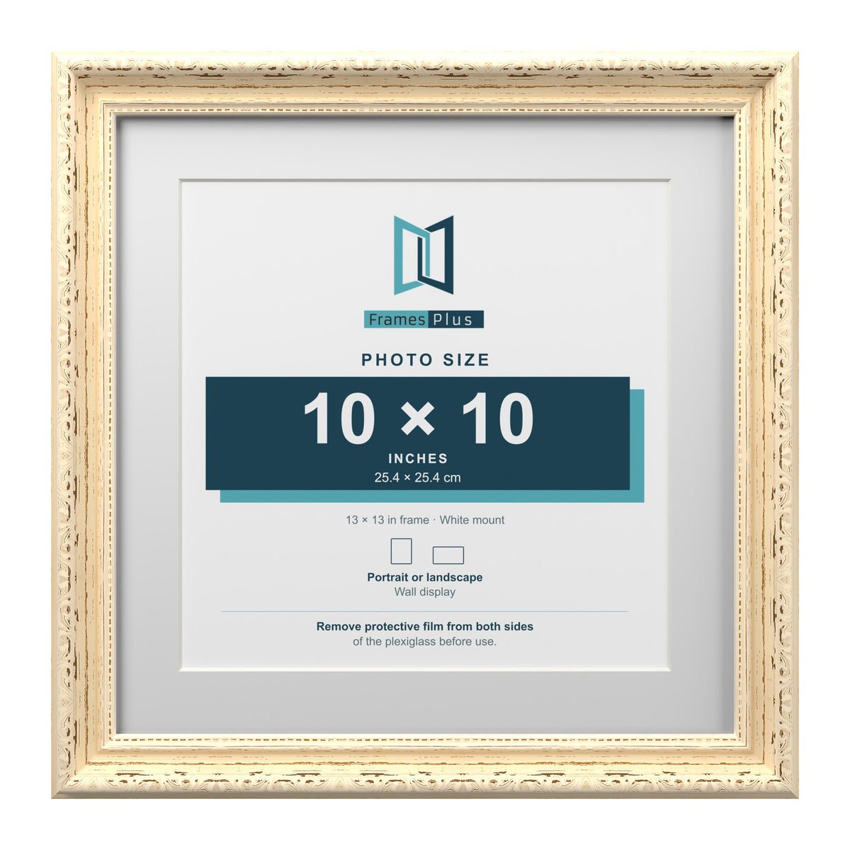 Louis Range Cream Picture, Photo & Poster Frame with White Mount - 13x13" Frame for 10x10" Photo, Cream