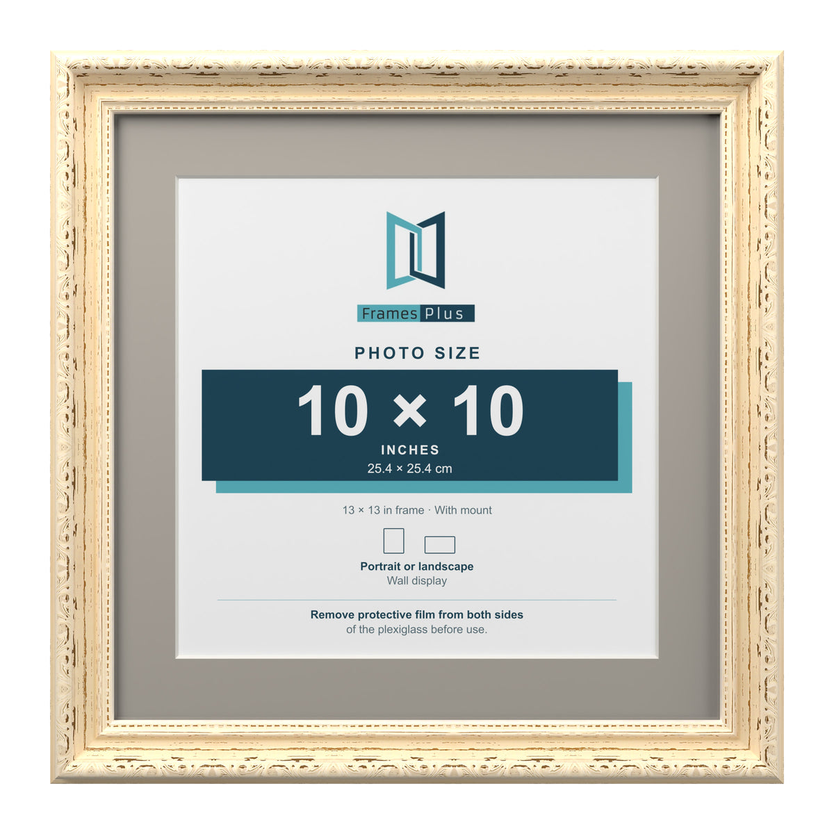 Louis Range Cream Picture, Photo & Poster Frame with Dawn Grey Mount - 13x13" Frame for 10x10" Photo, Cream
