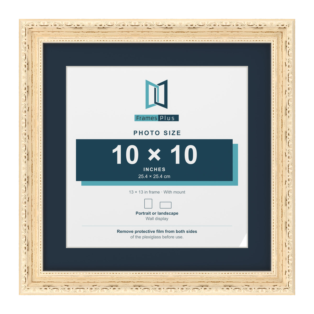 Louis Range Cream Picture, Photo & Poster Frame with Pacific Blue Mount - 13x13" Frame for 10x10" Photo, Cream