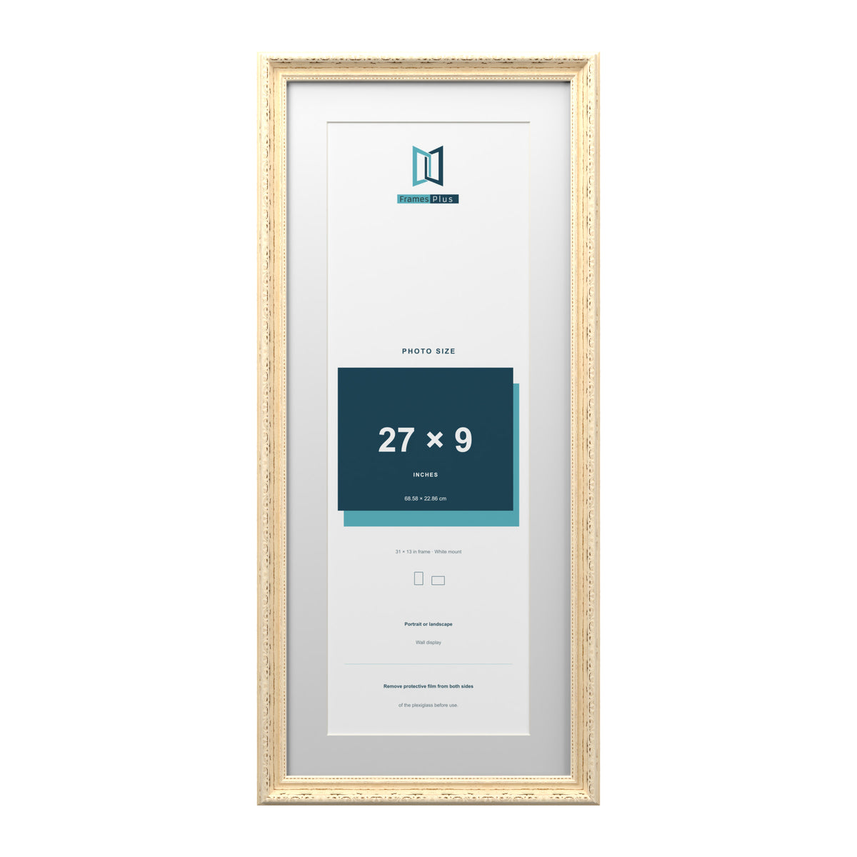 Louis Range Cream Picture, Photo & Poster Frame with White Mount - 31x13" Frame for 27x9" Photo, Cream