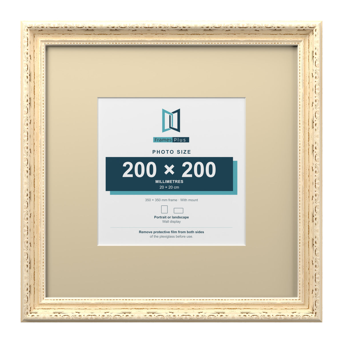 Louis Range Cream Picture, Photo & Poster Frame with Ivory Mount - 35x35cm Frame for 20x20cm Photo, Cream