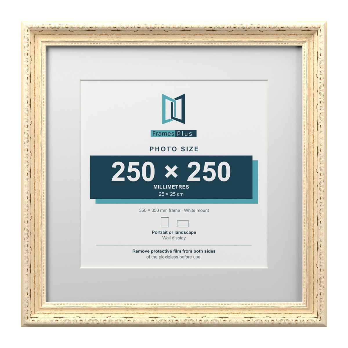Louis Range Cream Picture, Photo & Poster Frame with White Mount - 35x35cm Frame for 25x25cm Photo, Cream