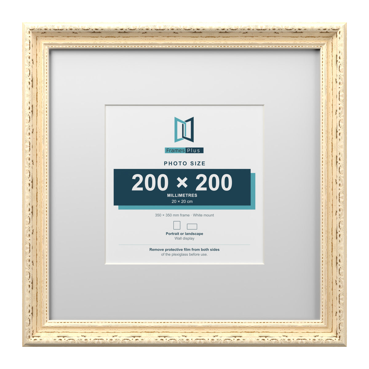 Louis Range Cream Picture, Photo & Poster Frame with White Mount - 35x35cm Frame for 20x20cm Photo, Cream