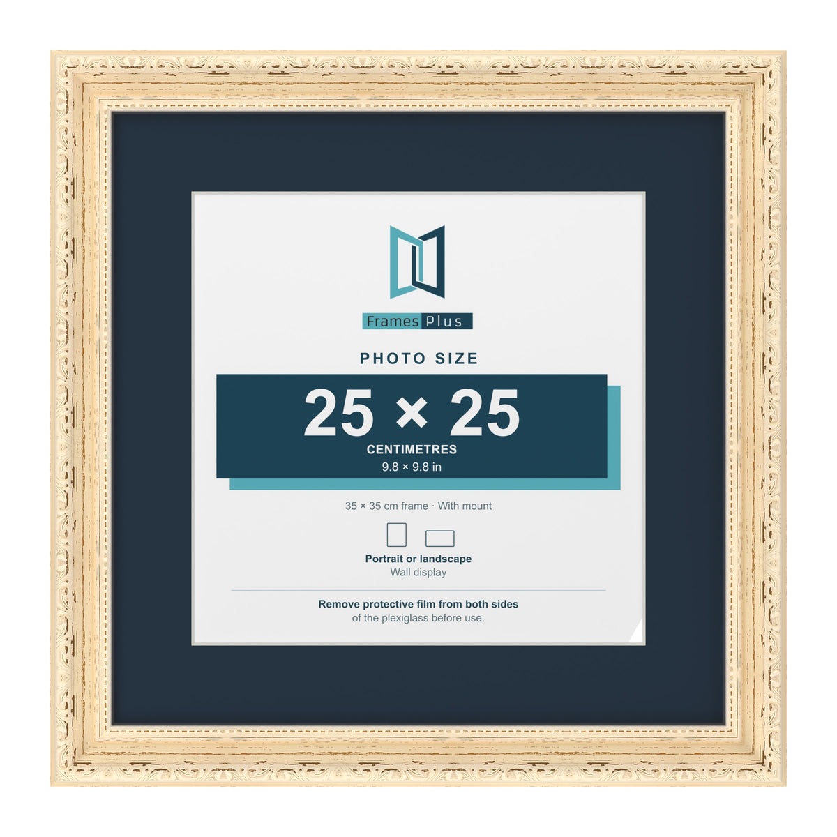 Louis Range Cream Picture, Photo & Poster Frame with Pacific Blue Mount - 35x35cm Frame for 25x25cm Photo, Cream