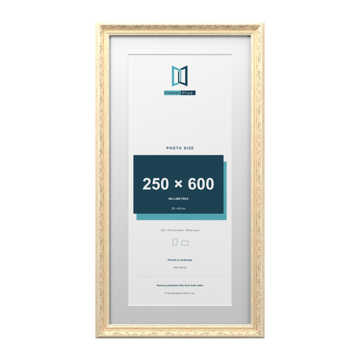 Louis Range Cream Picture, Photo & Poster Frame with White Mount - 70x35cm Frame for 60x25cm Photo, Cream