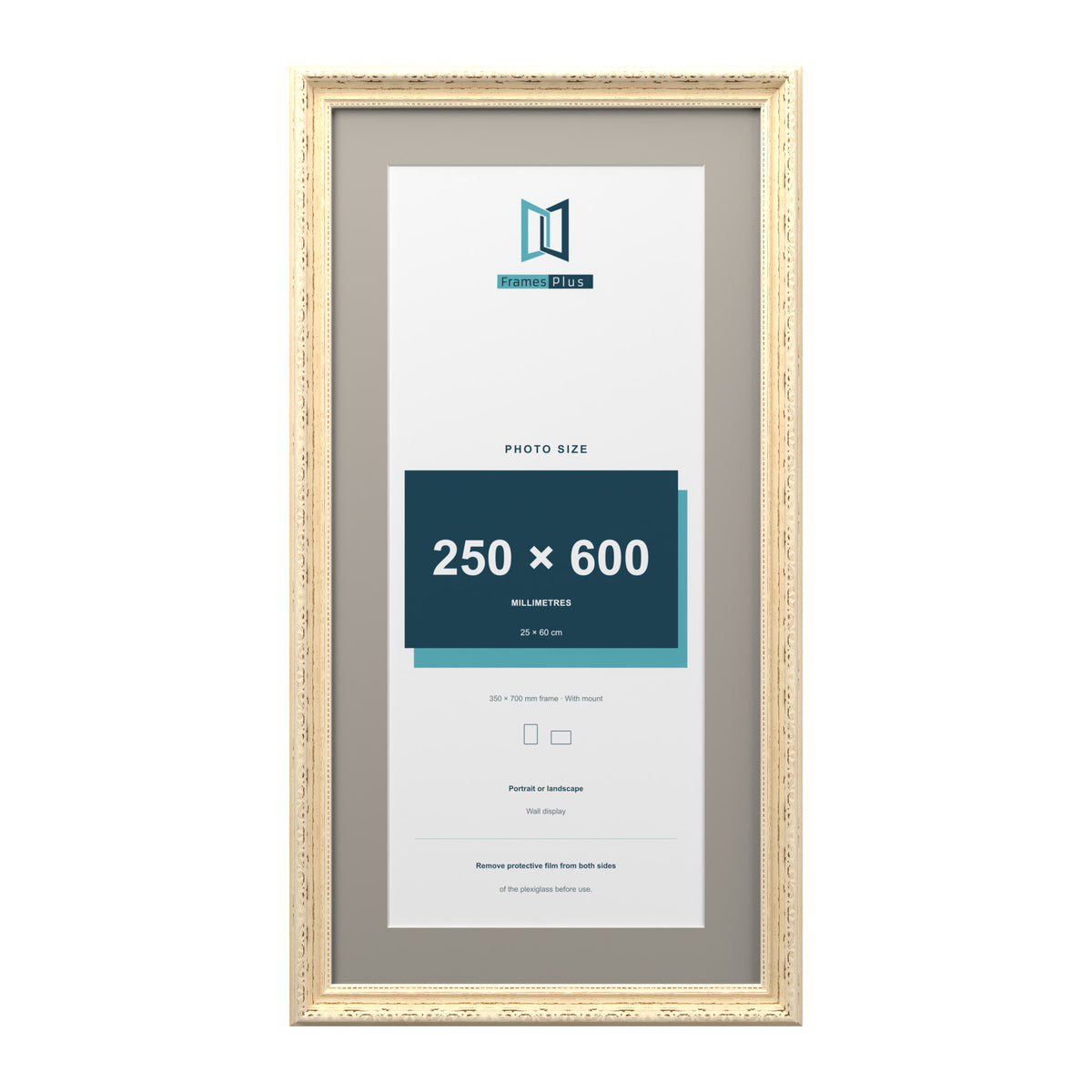 Louis Range Cream Picture, Photo & Poster Frame with Dawn Grey Mount - 70x35cm Frame for 60x25cm Photo, Cream