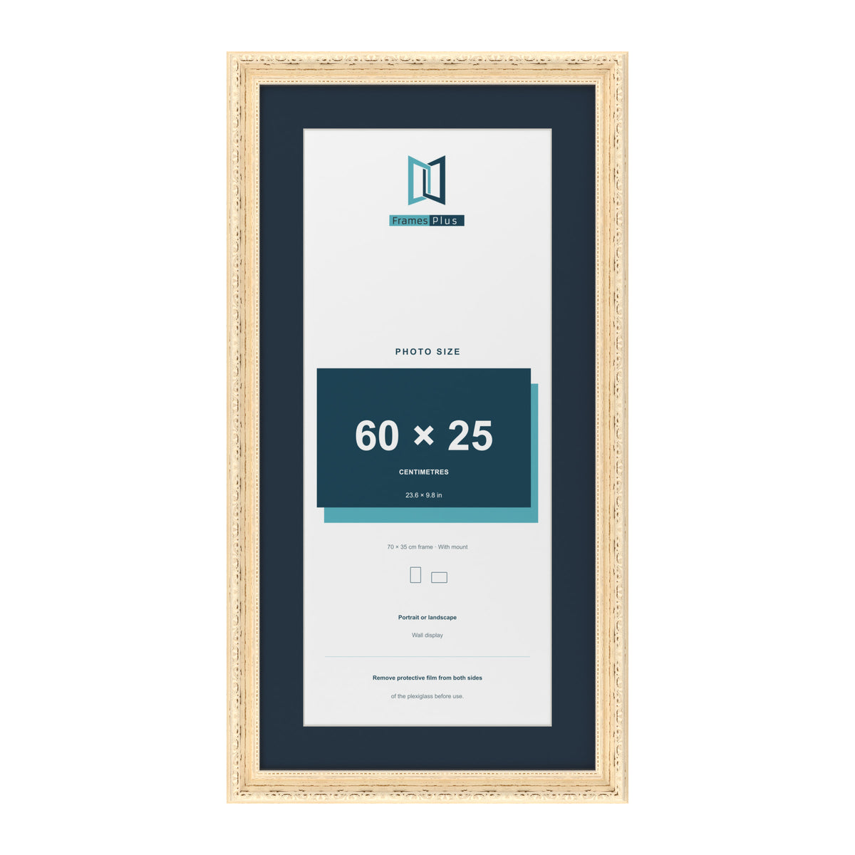 Louis Range Cream Picture, Photo & Poster Frame with Pacific Blue Mount - 70x35cm Frame for 60x25cm Photo, Cream