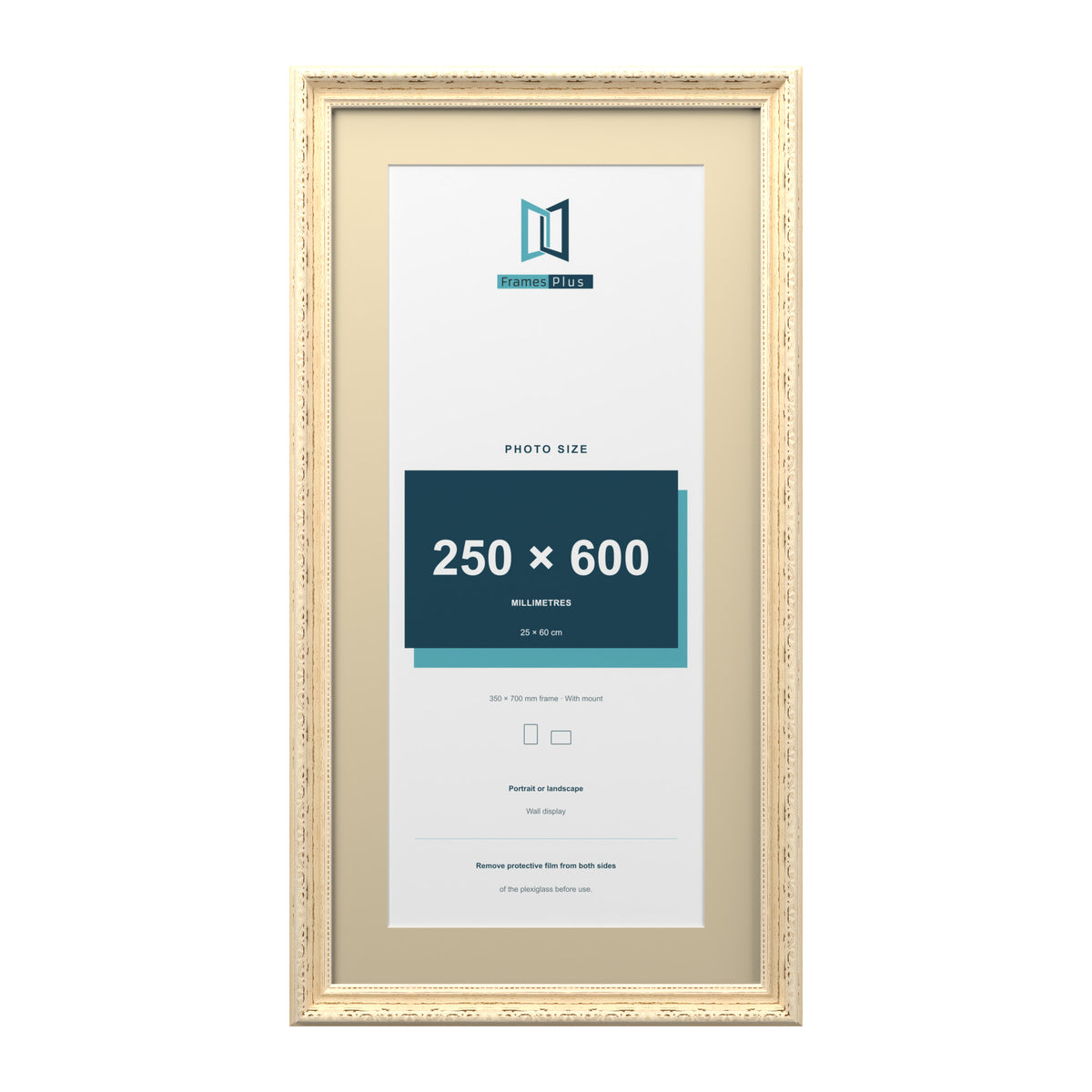 Louis Range Cream Picture, Photo & Poster Frame with Ivory Mount - 70x35cm Frame for 60x25cm Photo, Cream