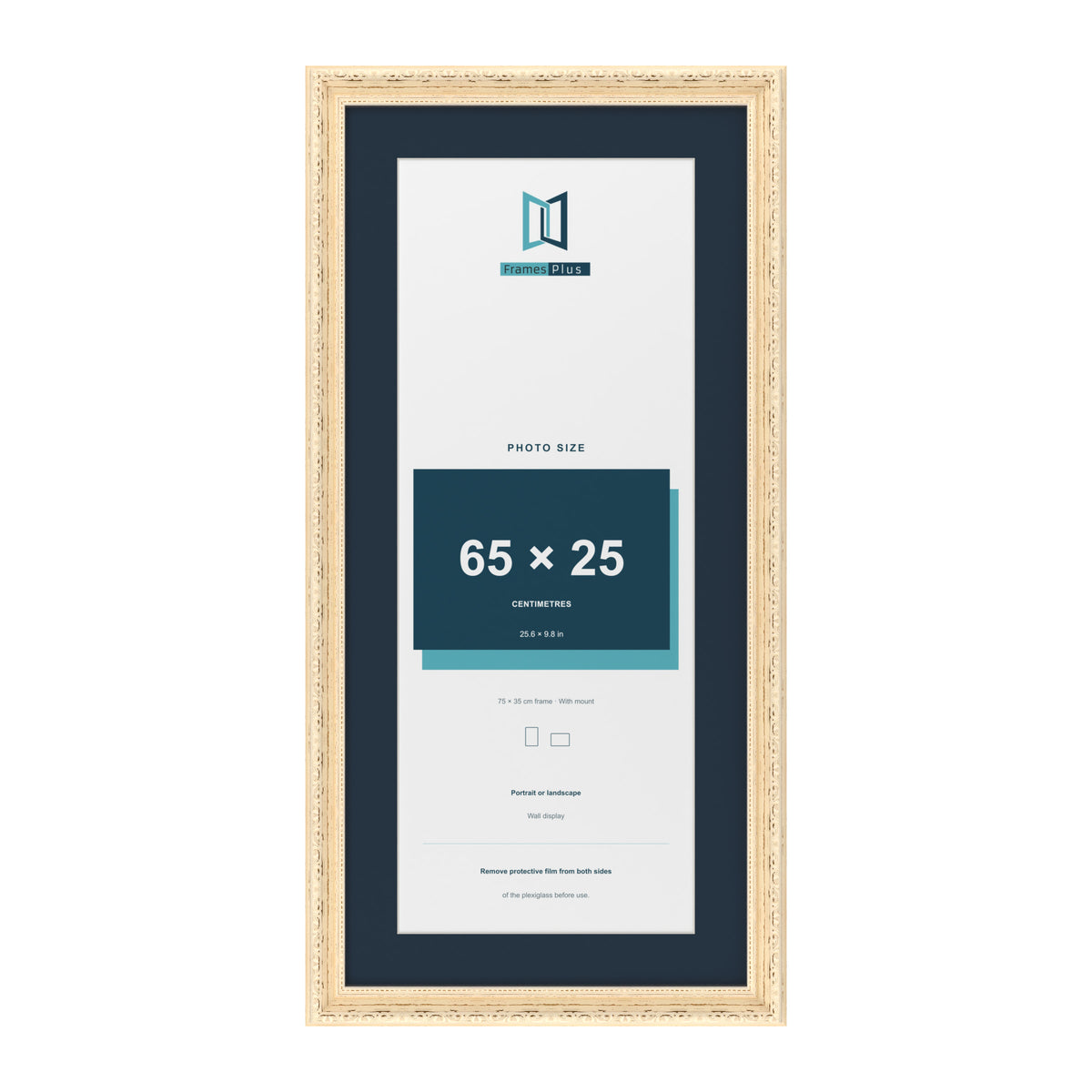 Louis Range Cream Picture, Photo & Poster Frame with Pacific Blue Mount - 75x35cm Frame for 65x25cm Photo, Cream