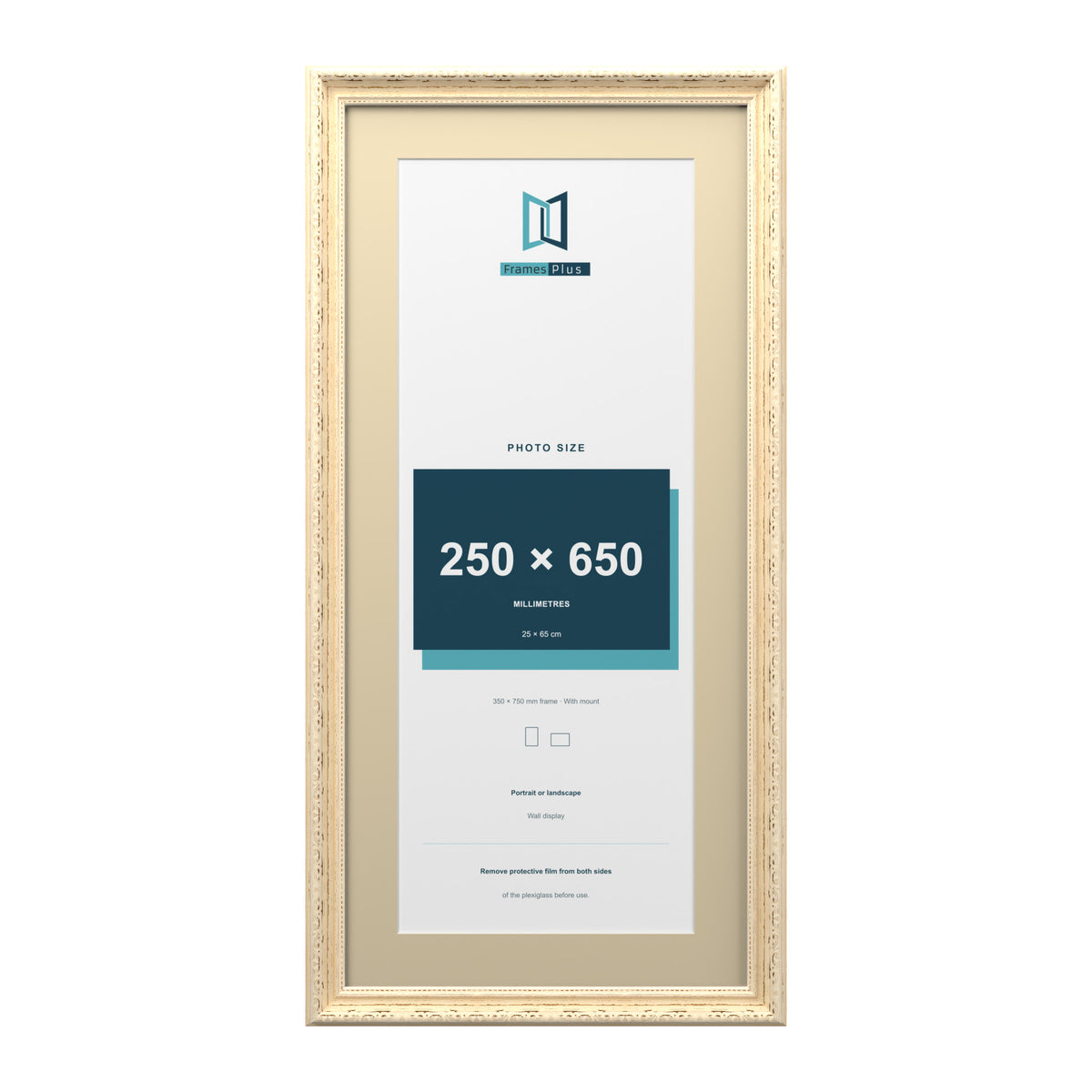 Louis Range Cream Picture, Photo & Poster Frame with Ivory Mount - 75x35cm Frame for 65x25cm Photo, Cream