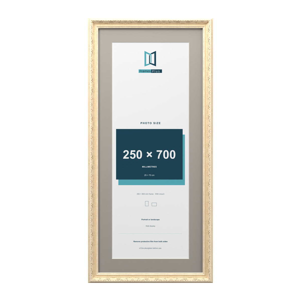 Louis Range Cream Picture, Photo & Poster Frame with Dawn Grey Mount - 80x35cm Frame for 70x25cm Photo, Cream