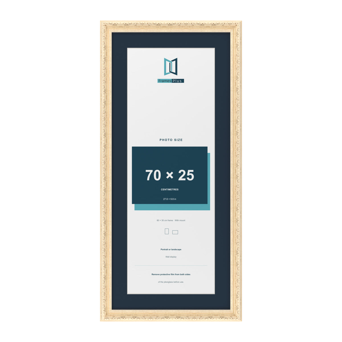 Louis Range Cream Picture, Photo & Poster Frame with Pacific Blue Mount - 80x35cm Frame for 70x25cm Photo, Cream