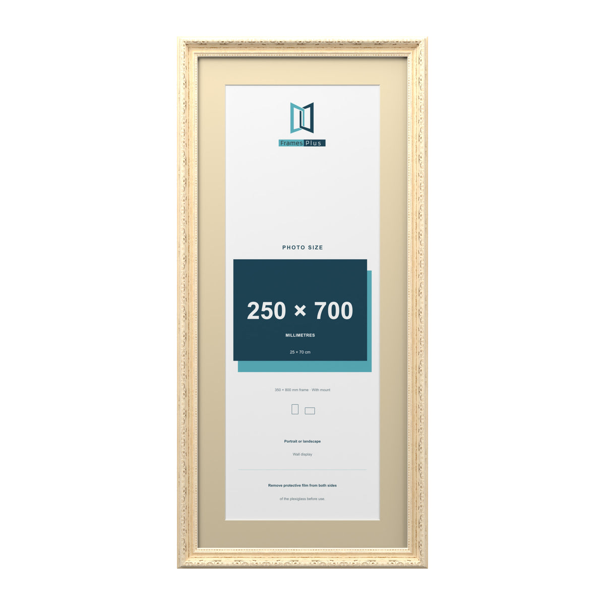 Louis Range Cream Picture, Photo & Poster Frame with Ivory Mount - 80x35cm Frame for 70x25cm Photo, Cream
