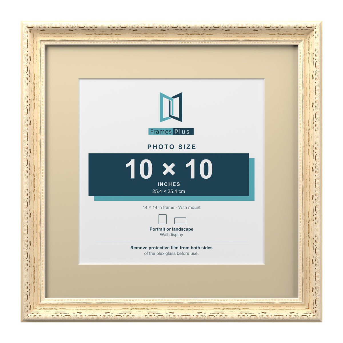 Louis Range Cream Picture, Photo & Poster Frame with Ivory Mount - 14x14" Frame for 10x10" Photo, Cream