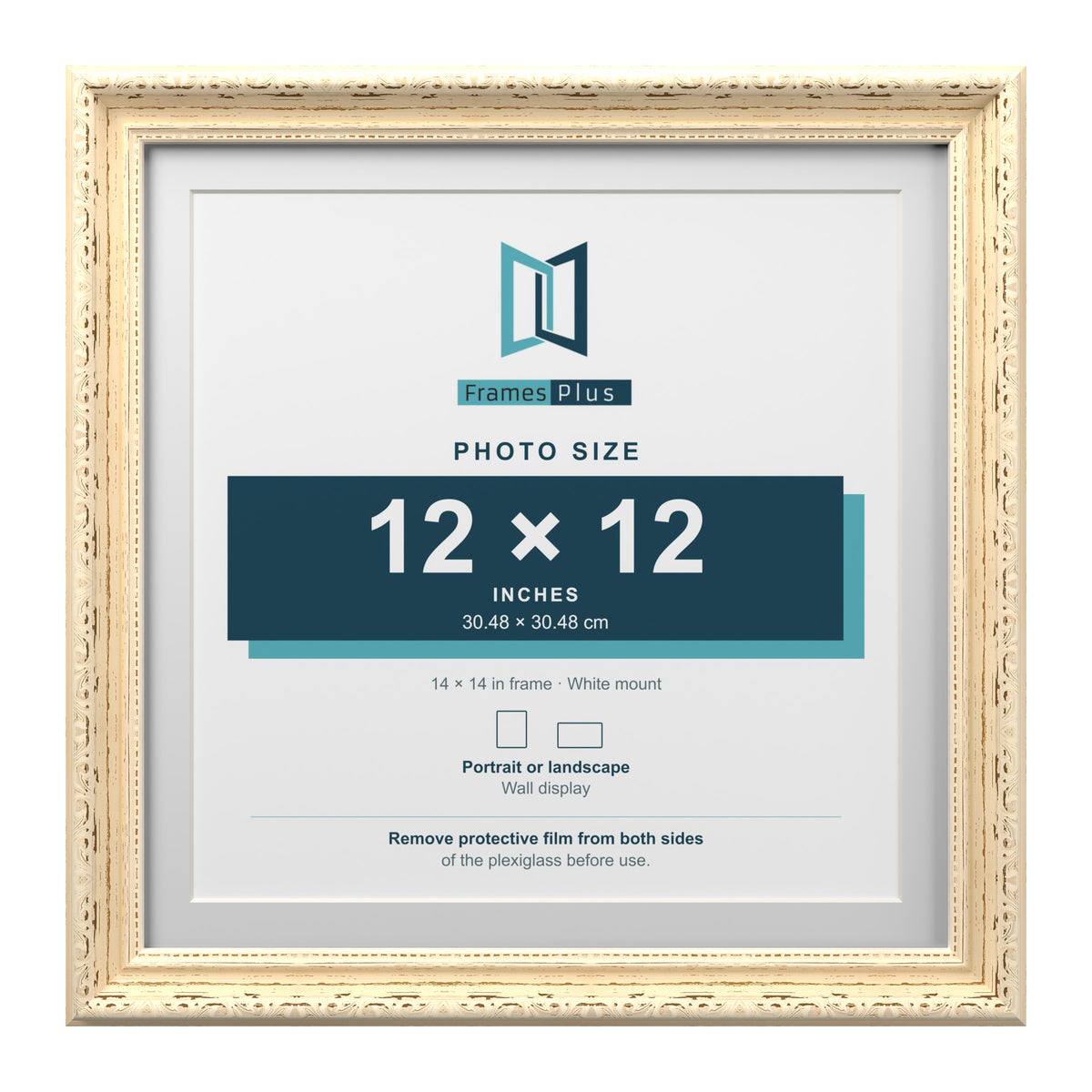 Louis Range Cream Picture, Photo & Poster Frame with White Mount - 14x14" Frame for 12x12" Photo, Cream