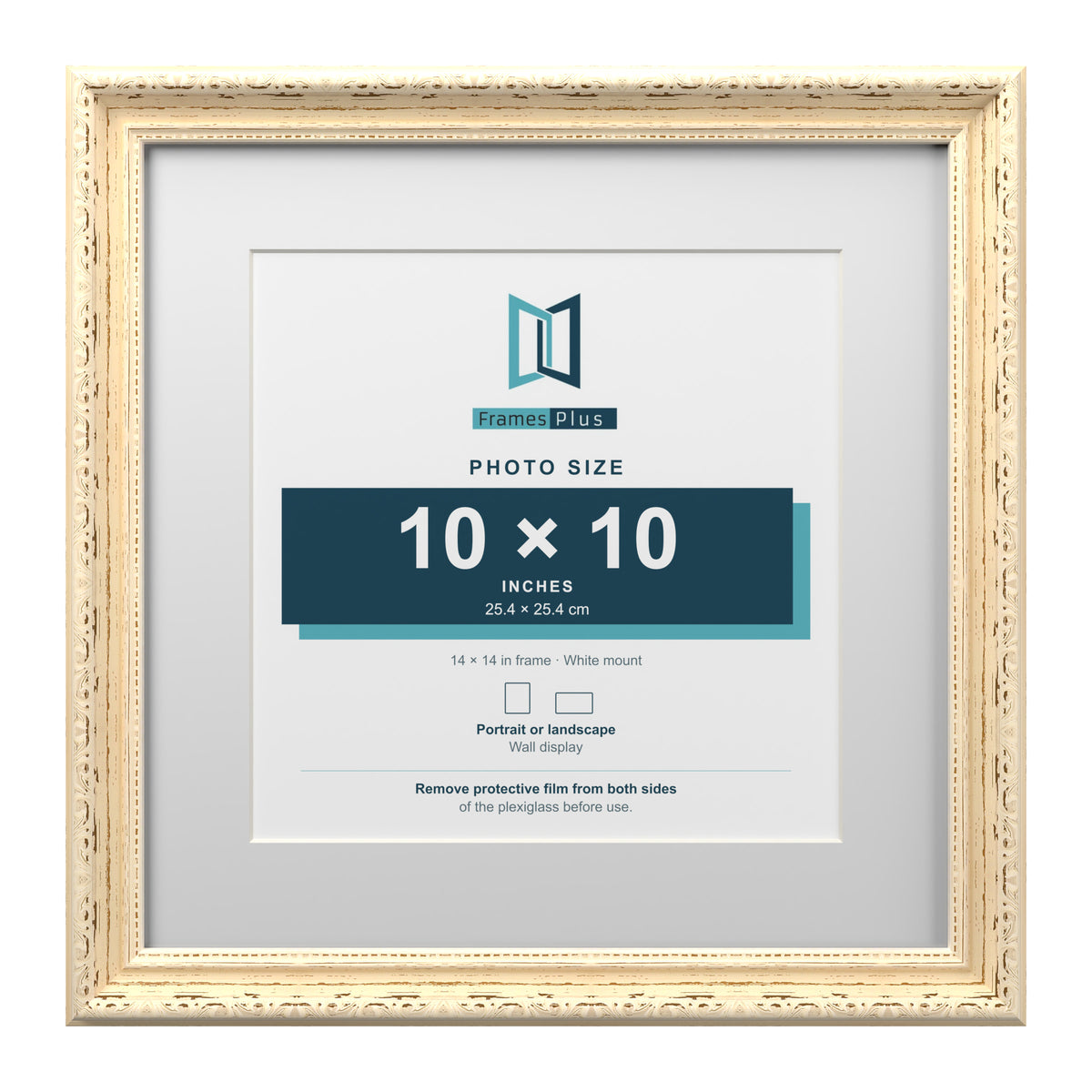 Louis Range Cream Picture, Photo & Poster Frame with White Mount - 14x14" Frame for 10x10" Photo, Cream